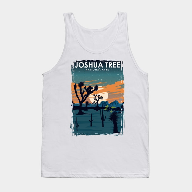 Joshua Tree National Park at Night Vintage Minimal Travel Poster Tank Top by jornvanhezik